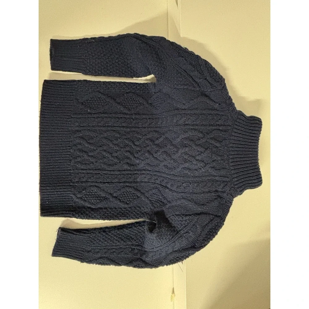 Gap Kids Boys Blue Cable-Knit Mock Neck Button Pullover Sweater XS